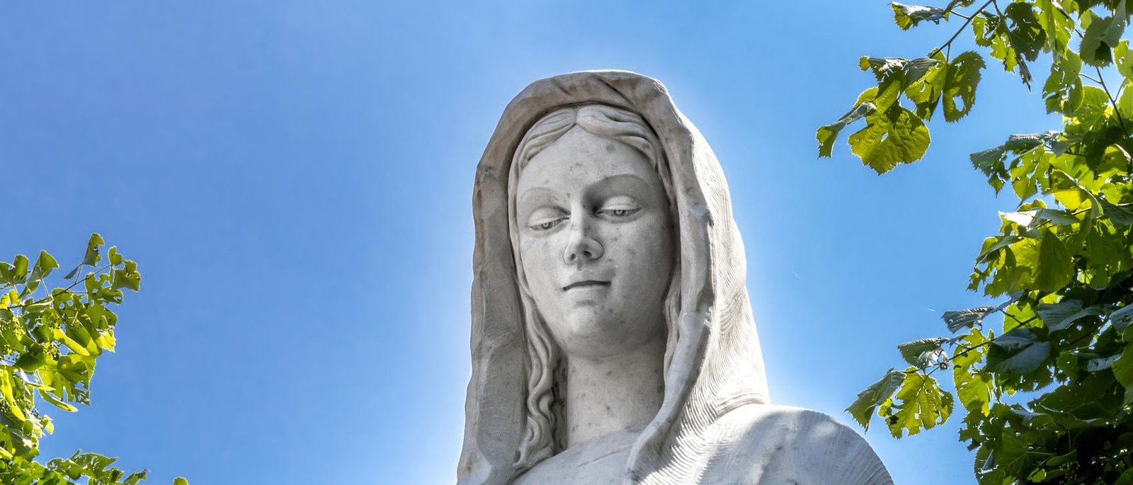 A marble statue of the Blessed Virgin