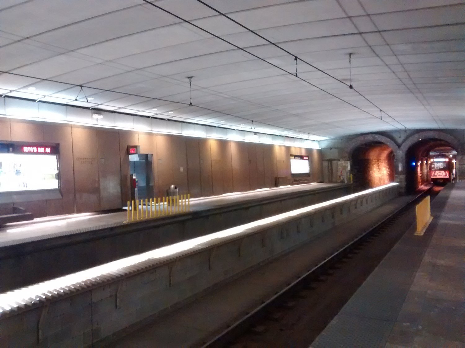 The MetroLink Convention Center station platform in St. Louis