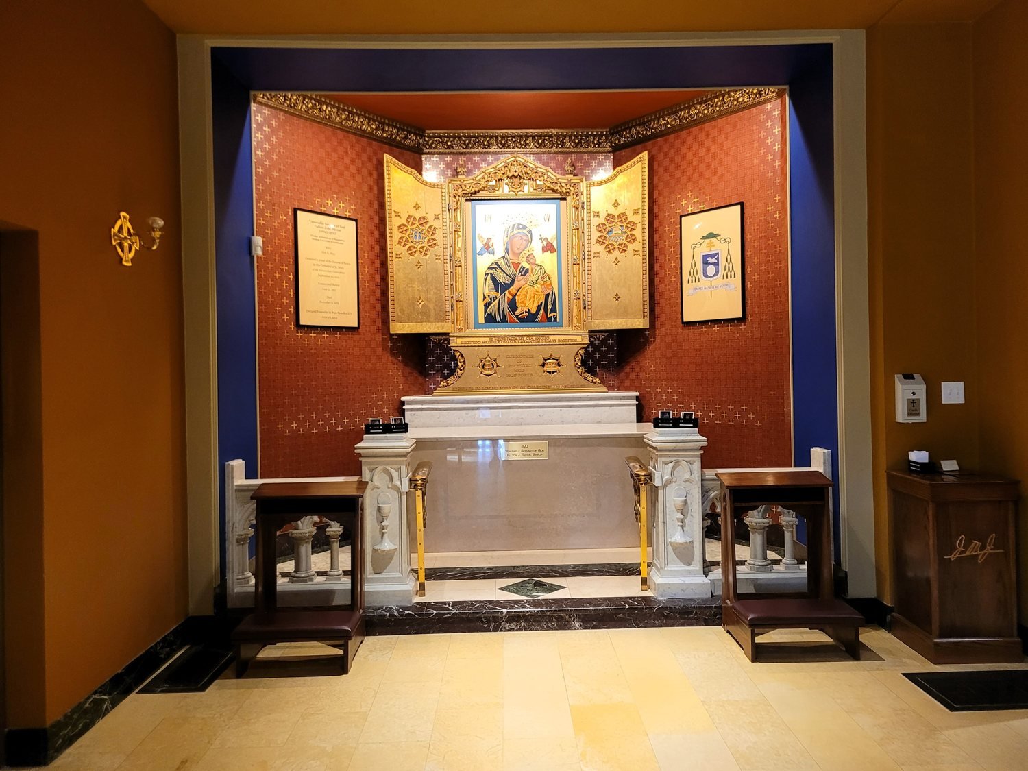 The tomb of Archbishop Sheen at the Cathedral of St. Mary, Peoria