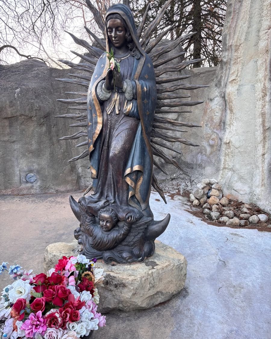 The bronze of Our Lady of Guadalupe at the National Shrine of Our Lady of the Snows